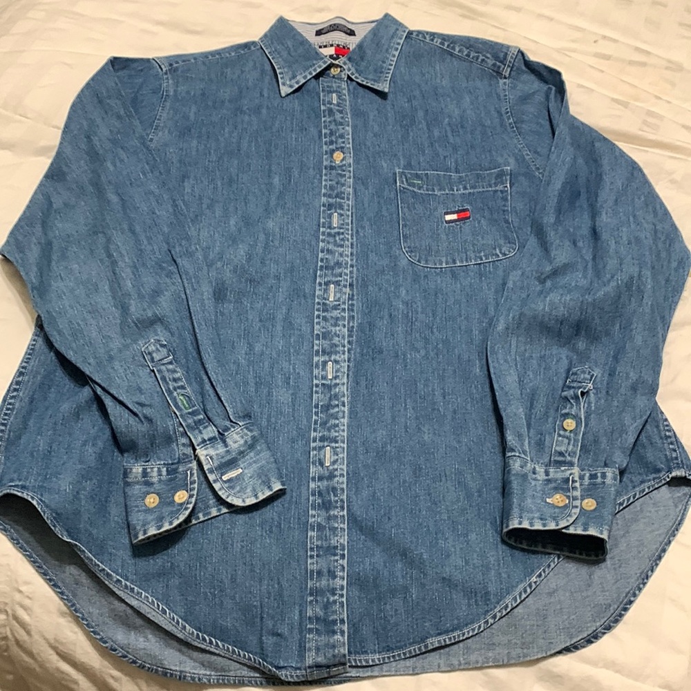 Denim shirt by Tommy Jeans.  Size 10
